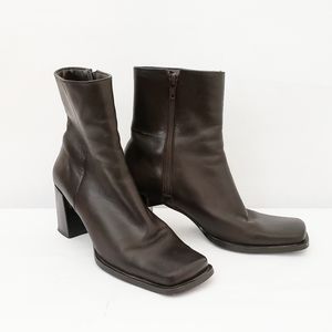 Nine West Square Toe Ankle Boots Brown Size 6.5M